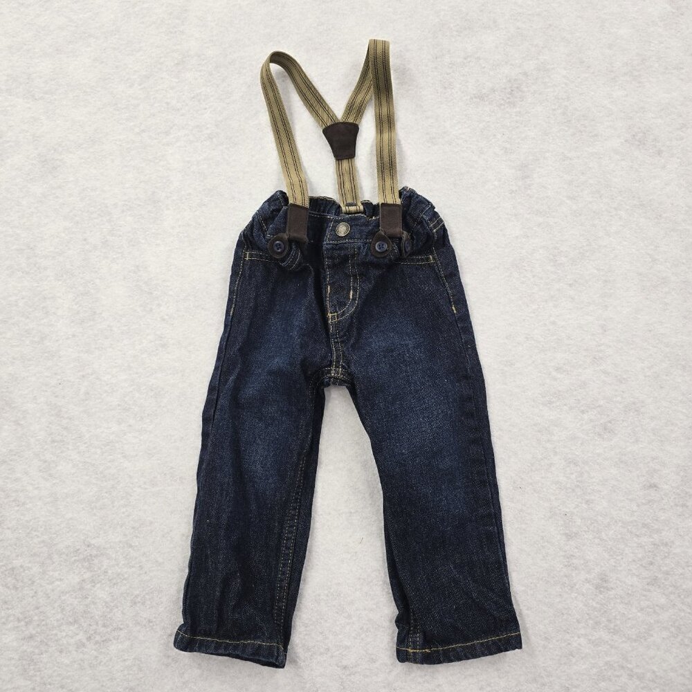Carters Suspender Jeans Size 18 Month Blue Denim Adjustable Strap Family Photos